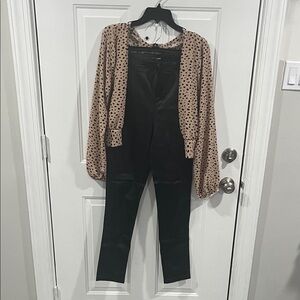 Fashion Nova Black Skinny Jeans with Polka Dot Blouse